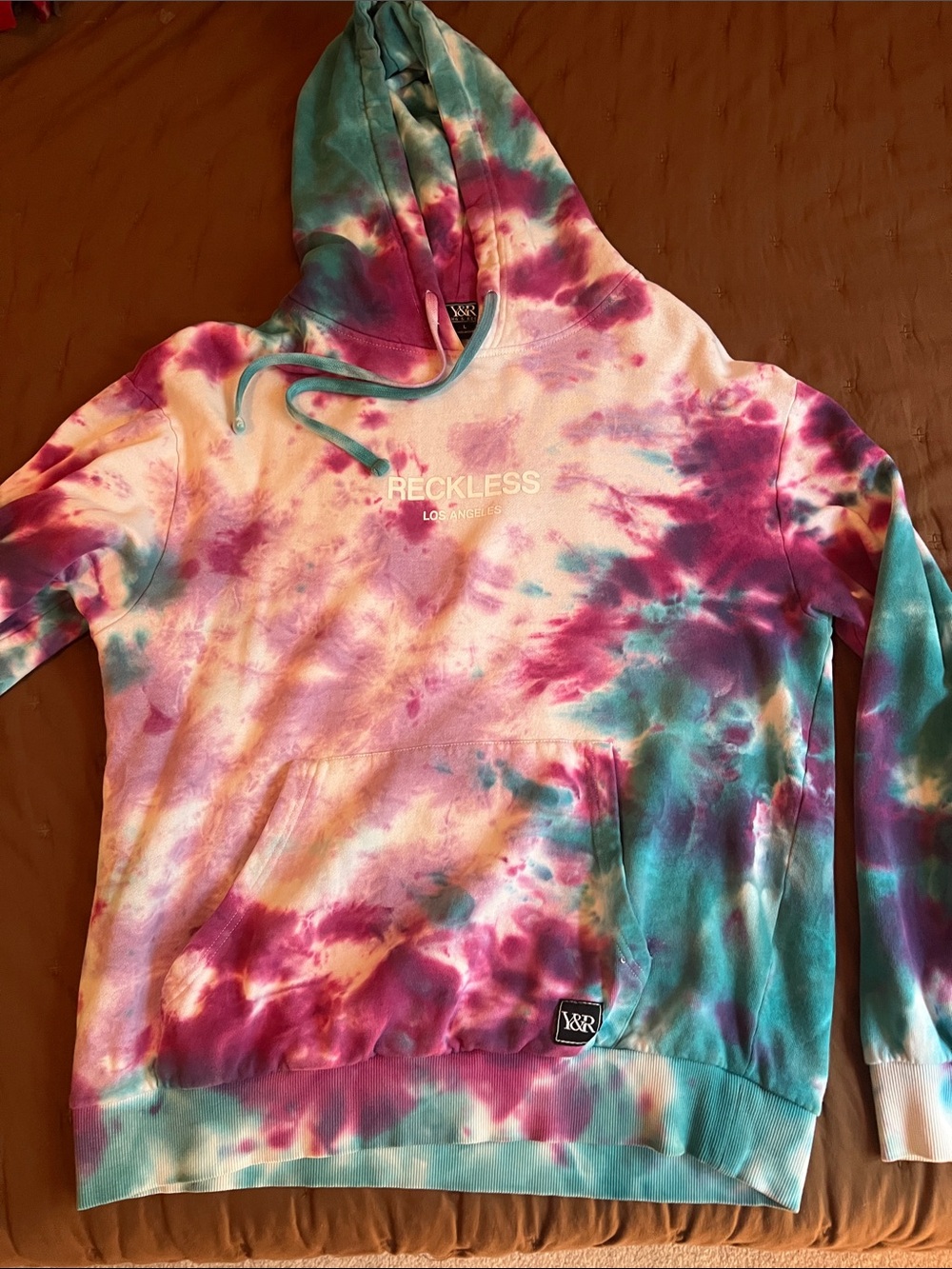 Young & Reckless Tie-Dye Hoodie - Pink, Teal & White